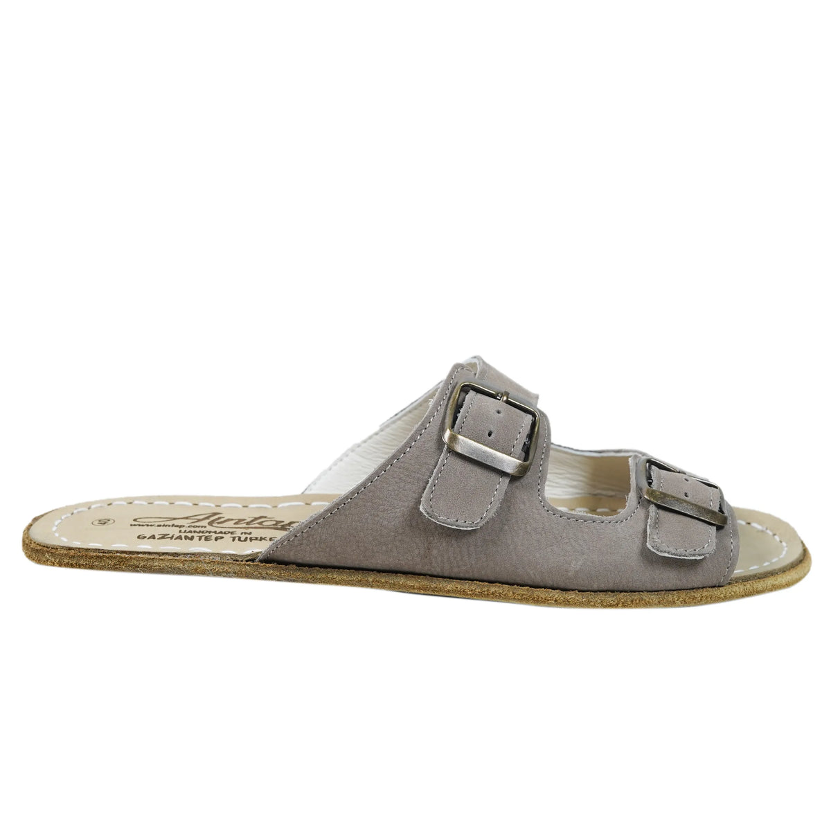 Nubuck Barefoot Double Strap Sandals Shoes – Classic Sole — Leather Sole – Smoked