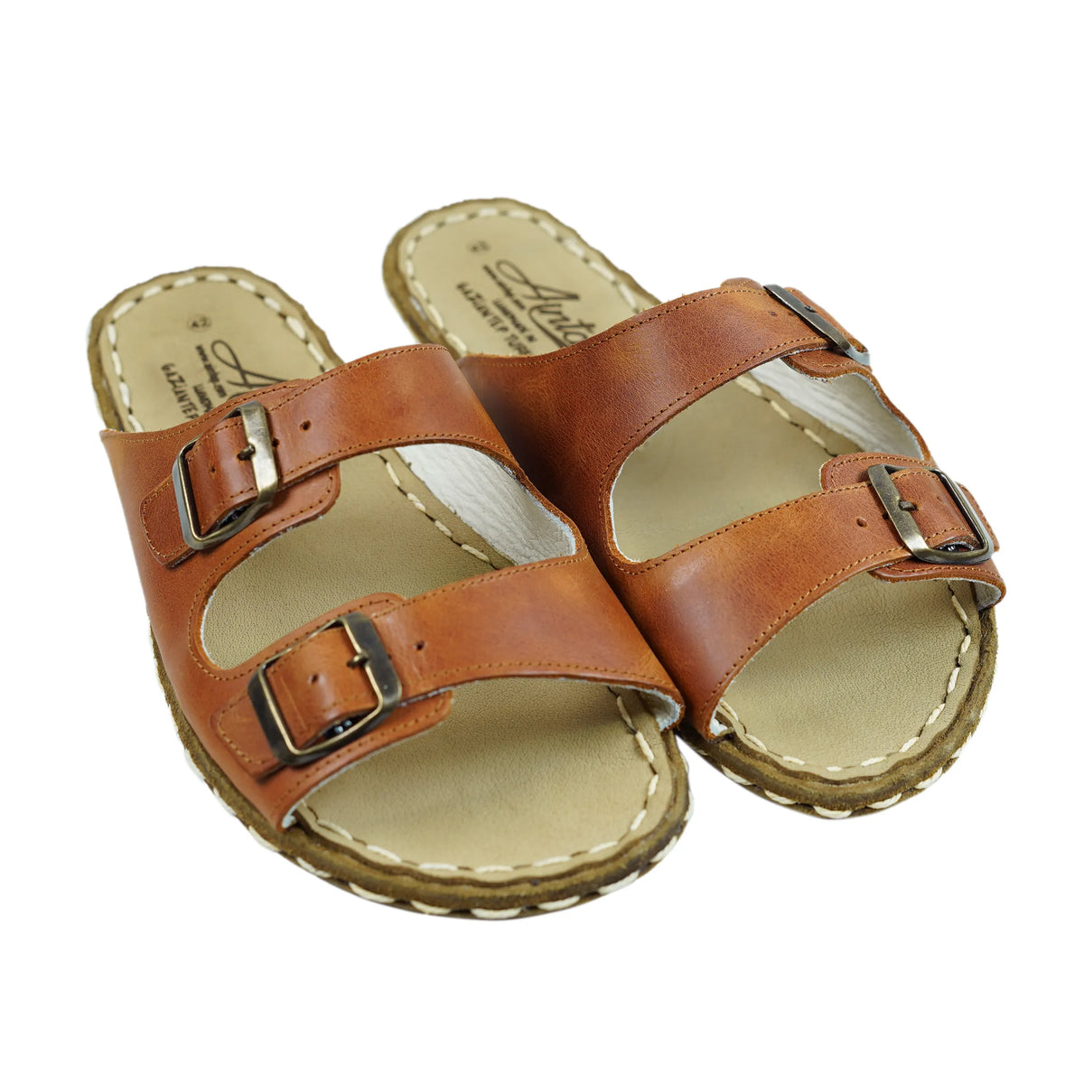 Crazy Barefoot Double Strap Sandals Shoes — Leather Sole – Honey Camel