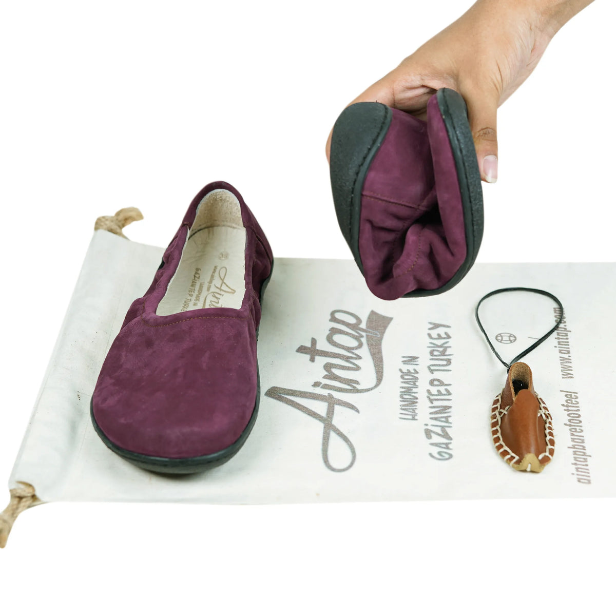 Nubuck Barefoot Ballet Shoes – 6 mm Rubber Sole – Burgundy