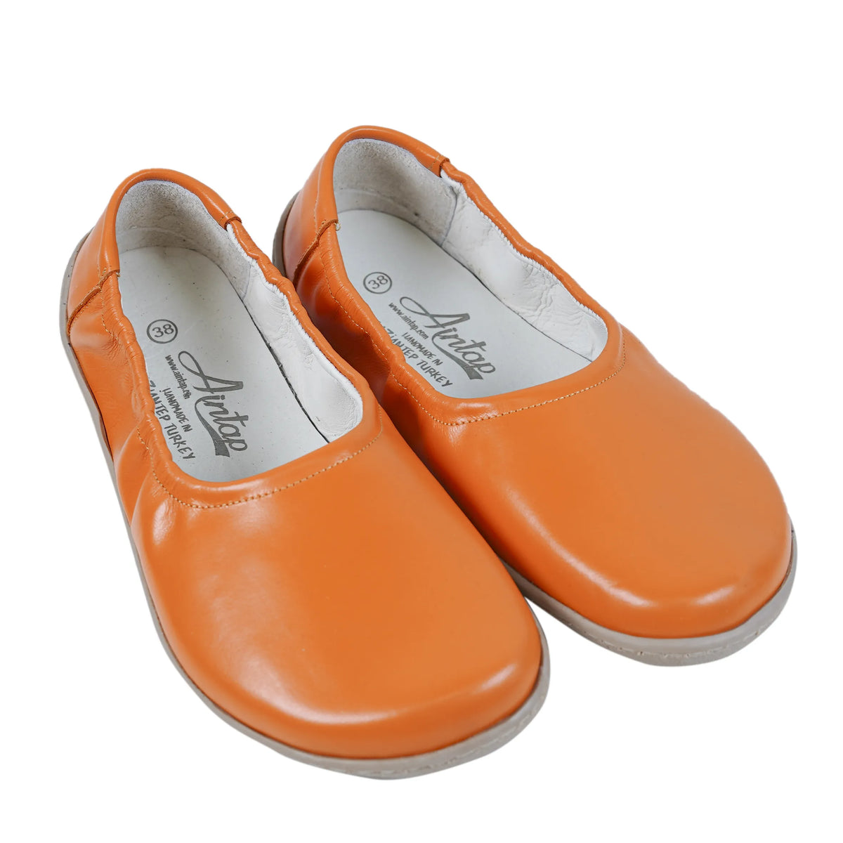 Smooth Barefoot Ballet Shoes –6 mm Rubber Sole – Orange