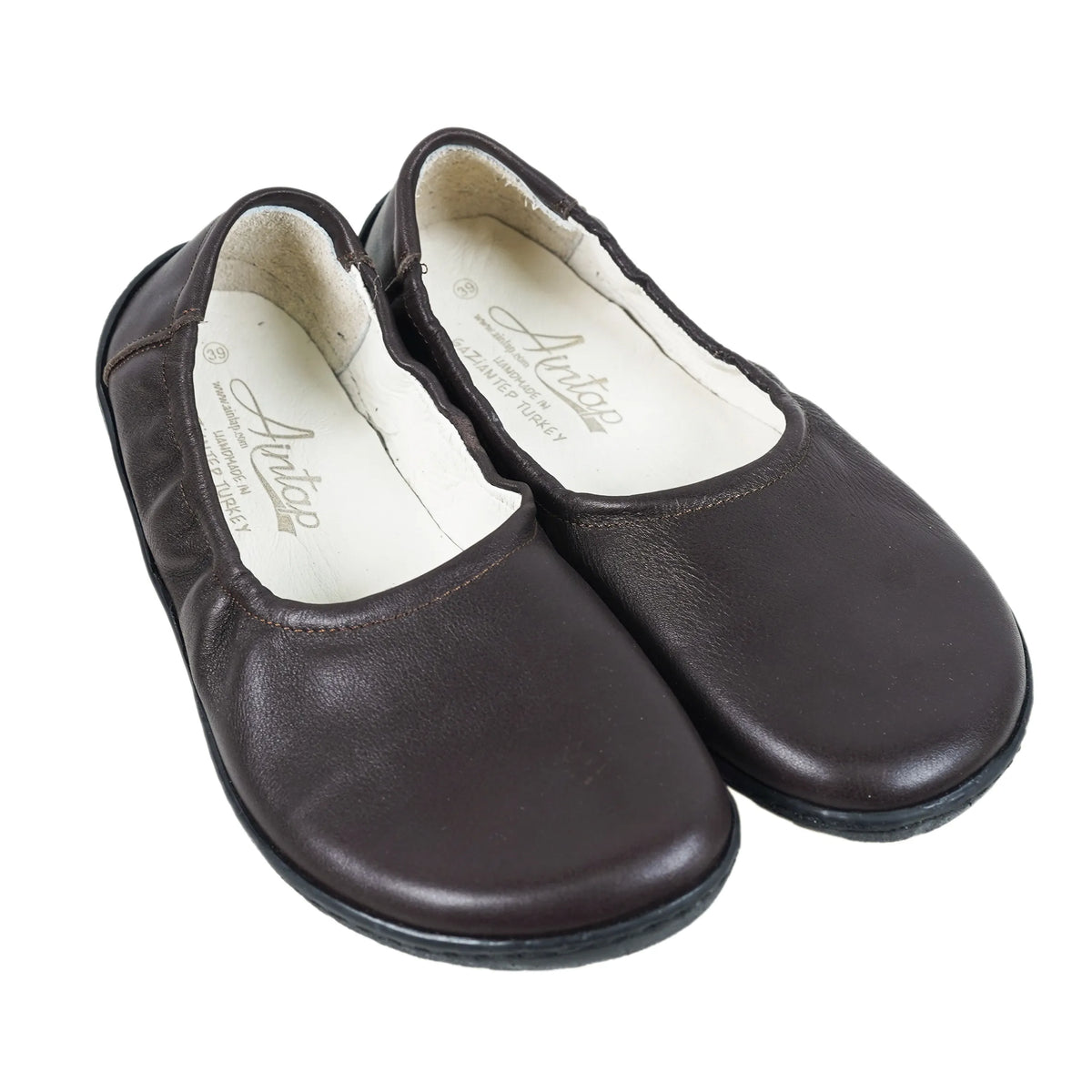 Smooth Barefoot Ballet Shoes –6 mm Rubber Sole – Dark Brown