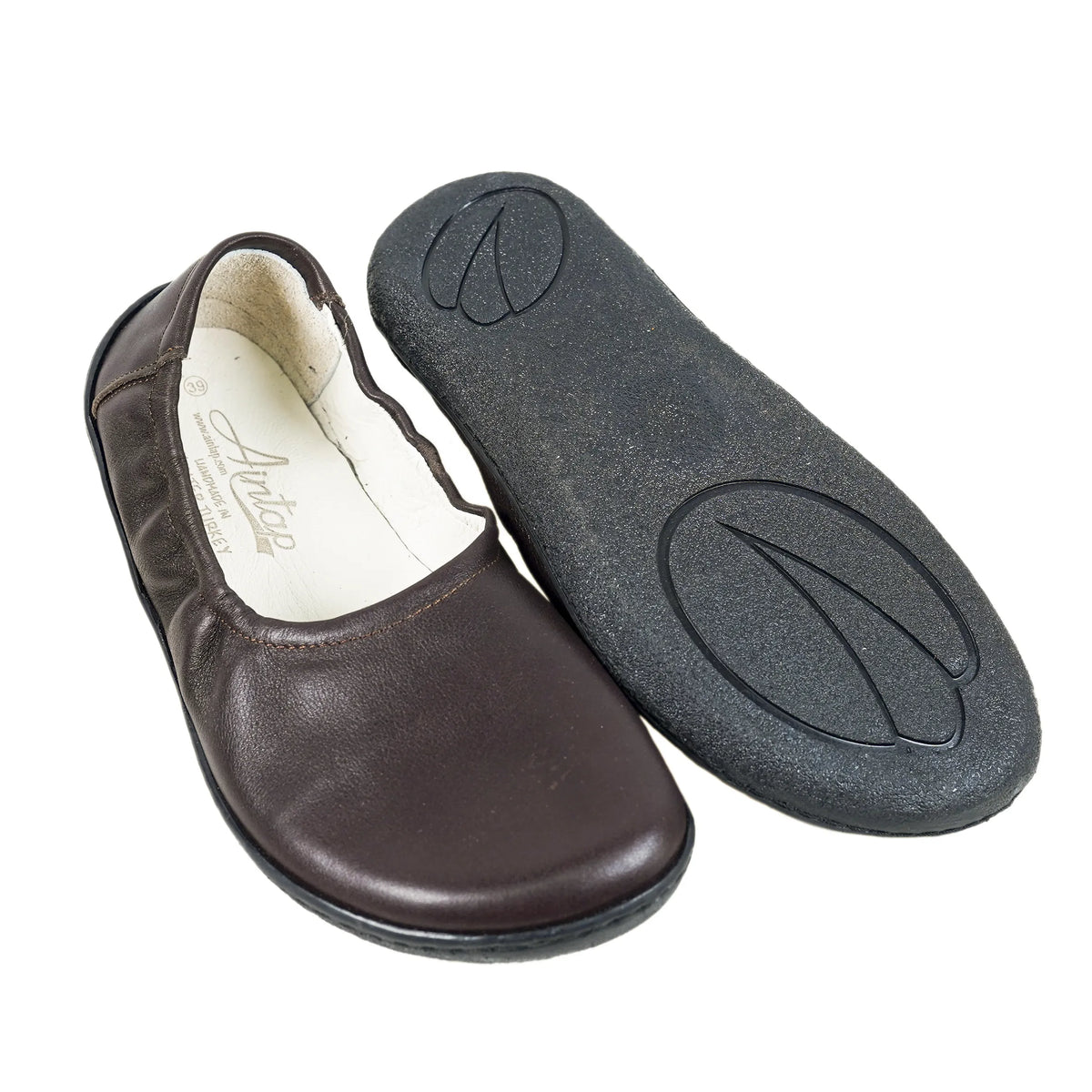 Smooth Barefoot Ballet Shoes –6 mm Rubber Sole – Dark Brown