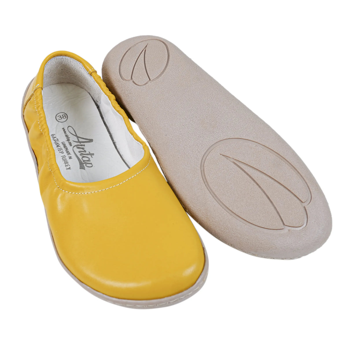 Smooth Barefoot Ballet Shoes –6 mm Rubber Sole – Mustard