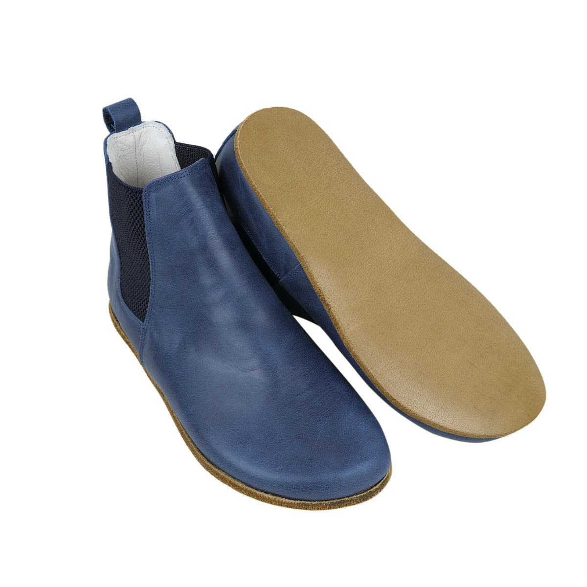 Crazy Barefoot Chelsea Boots Shoes – Classic Sole — Leather Sole – Navy Blue