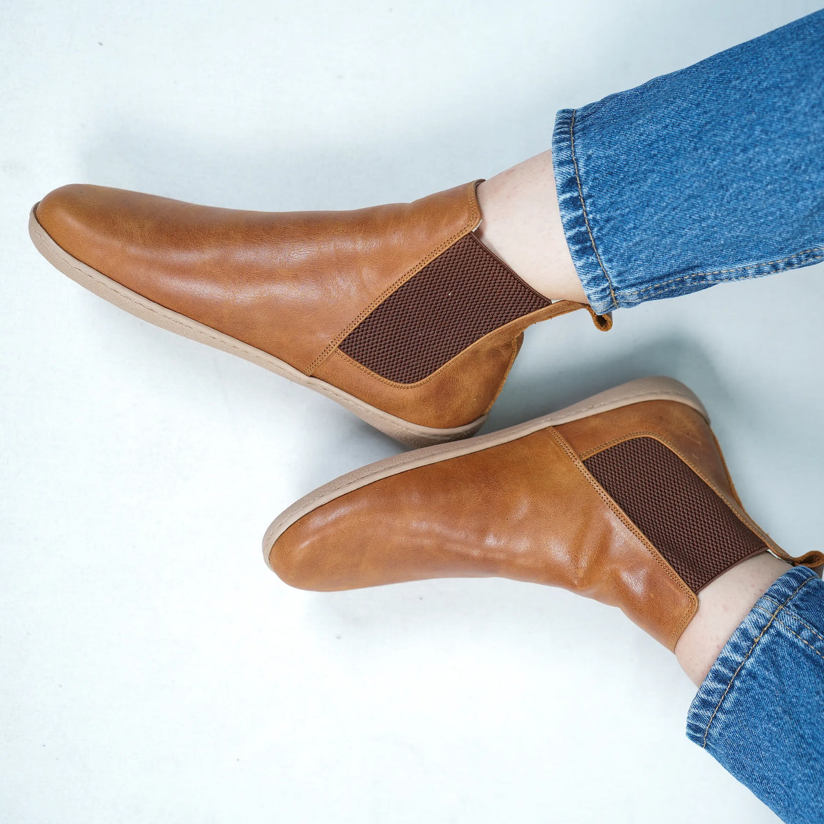 Crazy Barefoot Ankle Boots Shoes – 6mm Rubber Sole – Honey Camel