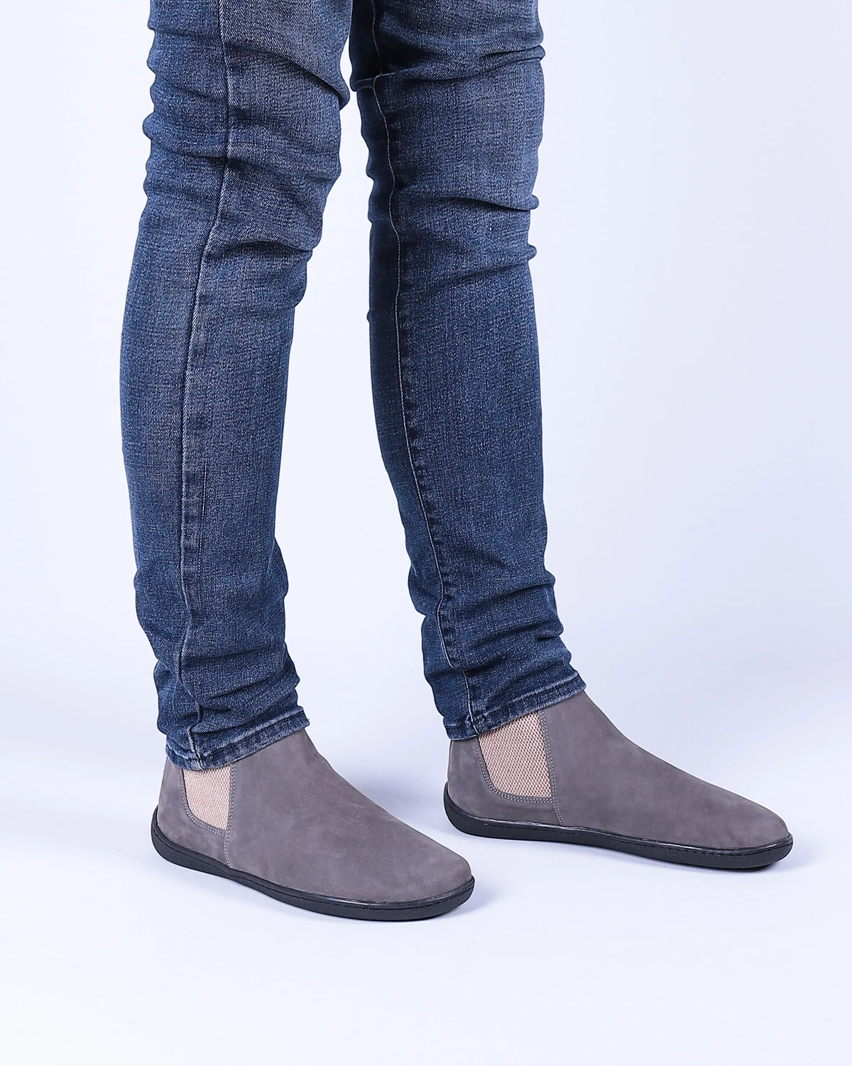 Nubuck Barefoot Chelsea Boots Shoes – 6mm Rubber Sole – Gray