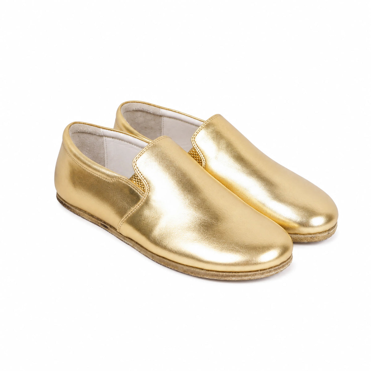 Bright Barefoot Slip-On Shoes – Classic Sole — Leather Sole – Gold