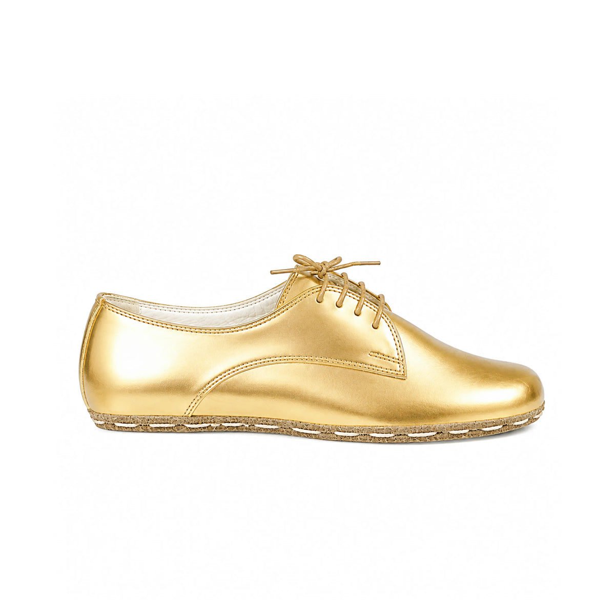 Bright Barefoot Oxford Shoes — Leather Sole – Gold