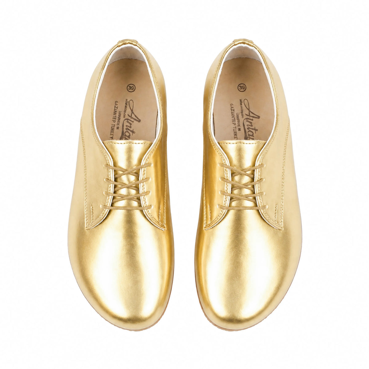 Bright Barefoot Oxford Shoes — Leather Sole – Gold