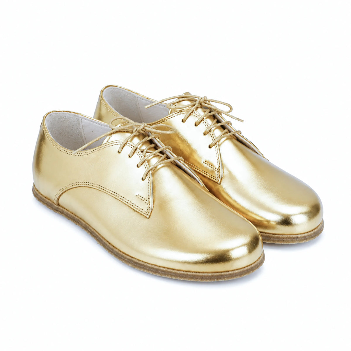 Bright Barefoot Oxford Shoes – Classic Sole — Leather Sole – Gold