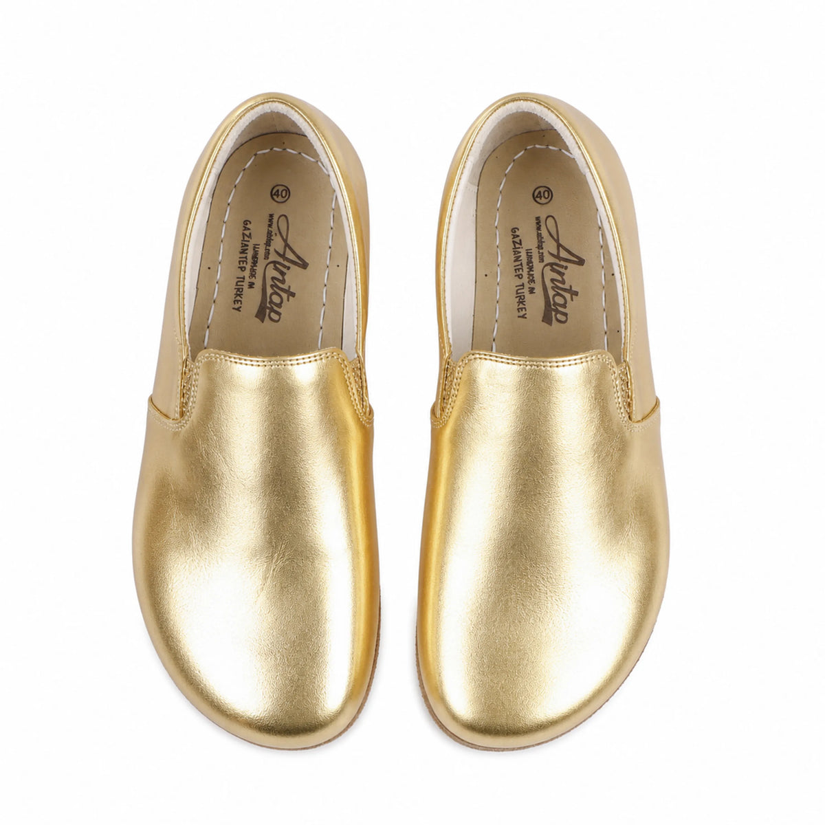 Bright Barefoot Slip-On Shoes – Classic Sole — Leather Sole – Gold