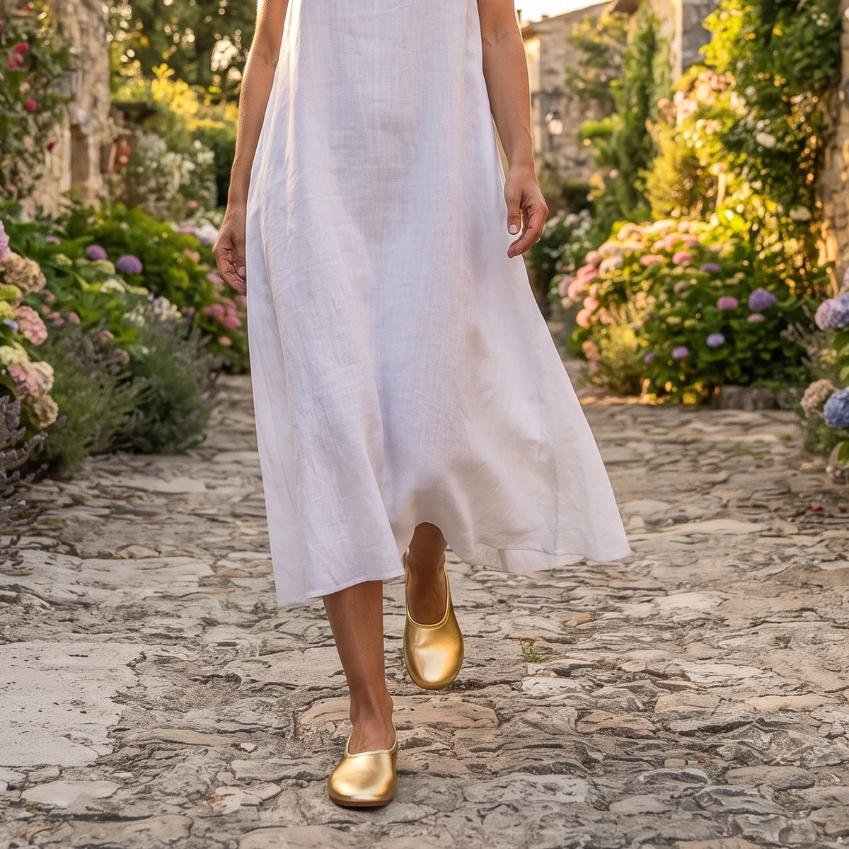 Bright Barefoot Ballet Shoes – Rubber Sole - Gold