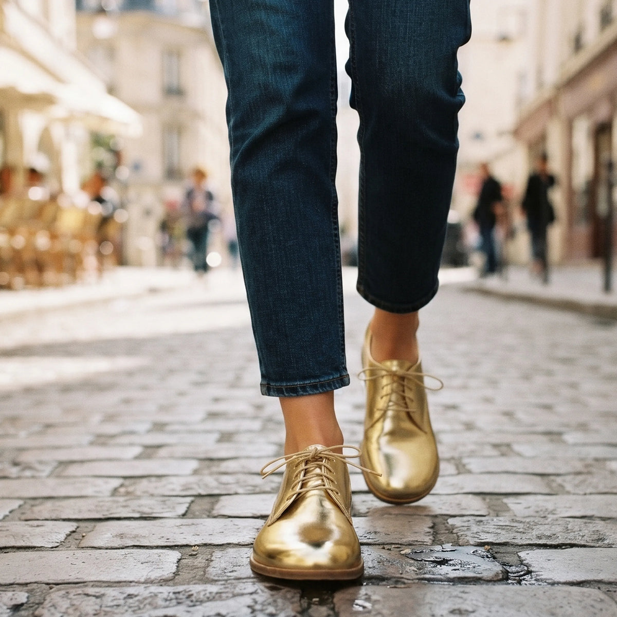 Bright Barefoot Oxford Shoes – Classic Sole — Leather Sole – Gold