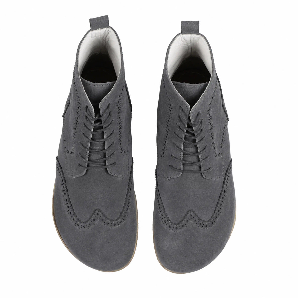 Suede Barefoot Moccasin Boots Shoes – Classic Sole — Leather Sole – Gray
