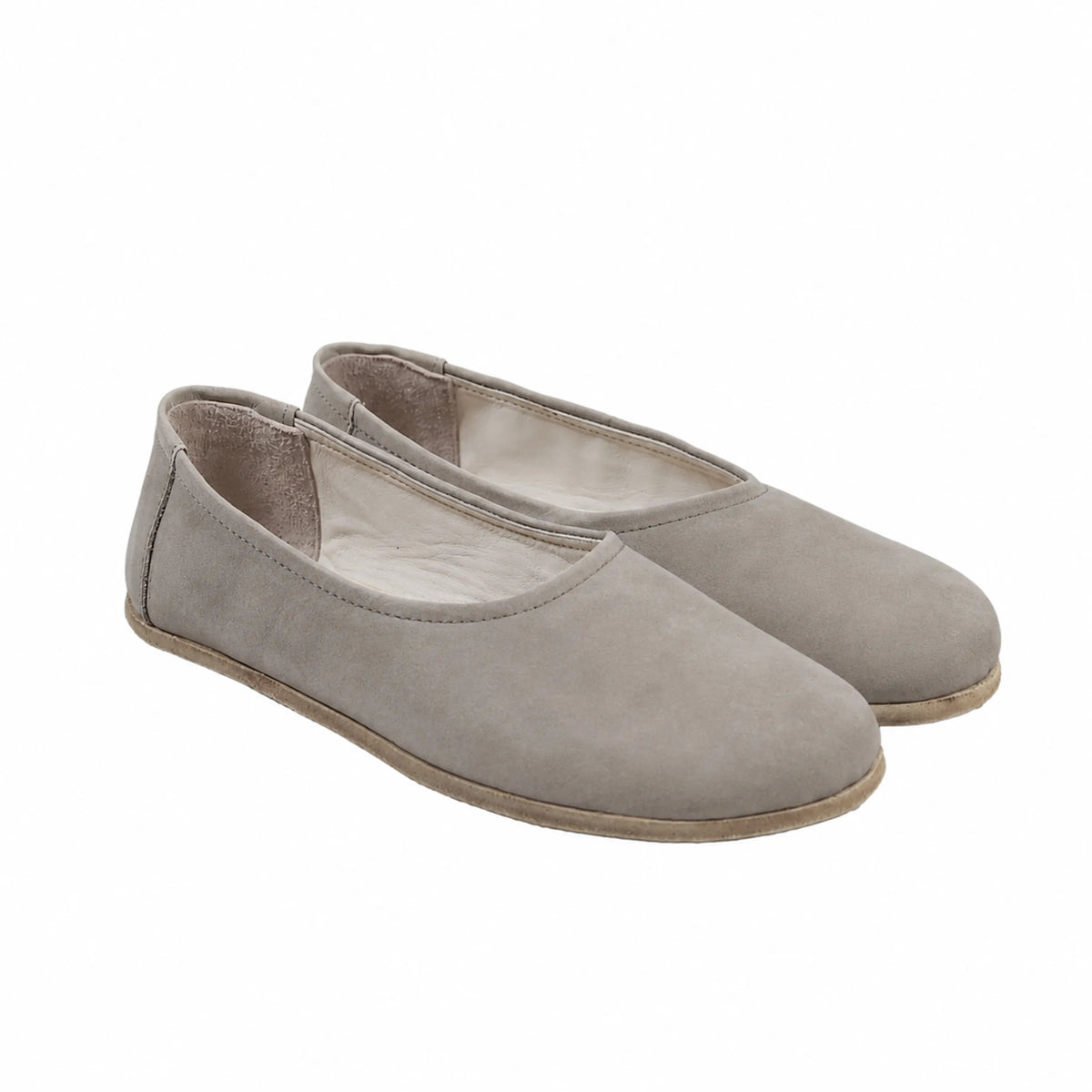 Nubuck Barefoot Ballet Shoes – Classic Sole — Leather Sole – Gray