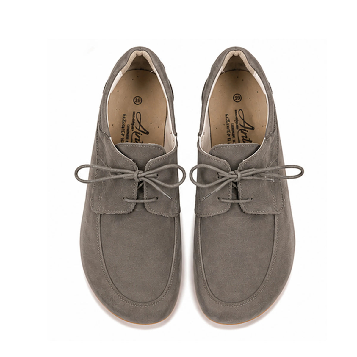 Nubuck Barefoot Laces Penny Loafer Shoes – Rubber Sole – Gray