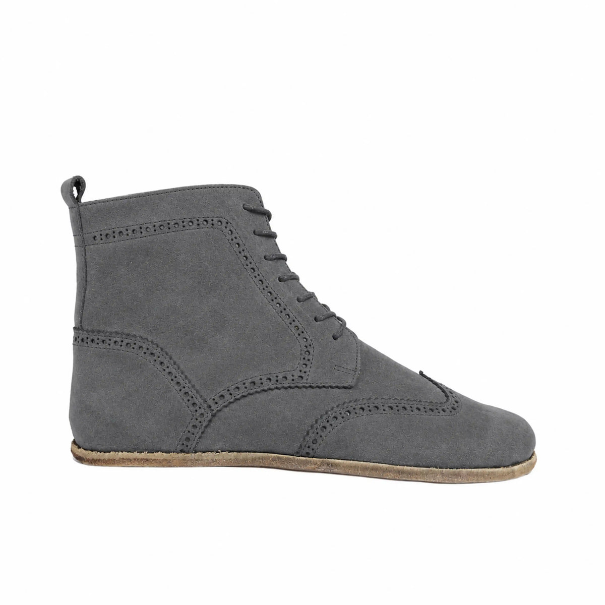 Suede Barefoot Moccasin Boots Shoes – Classic Sole — Leather Sole – Gray