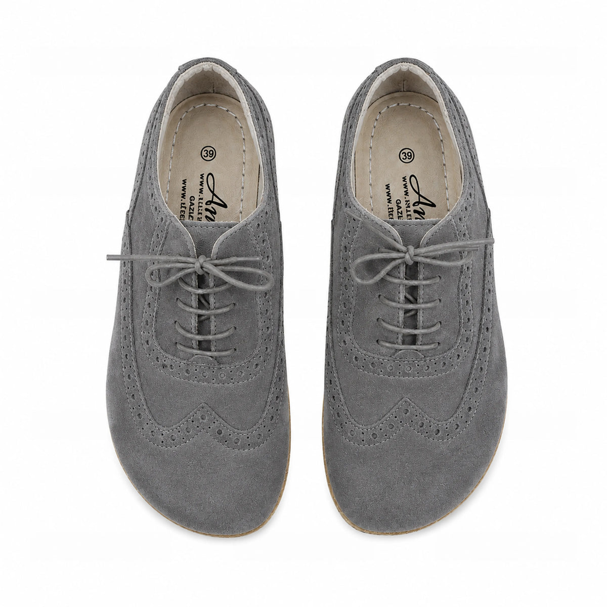 Suede Barefoot Moccasin Shoes – Classic Sole — Leather Sole – Gray