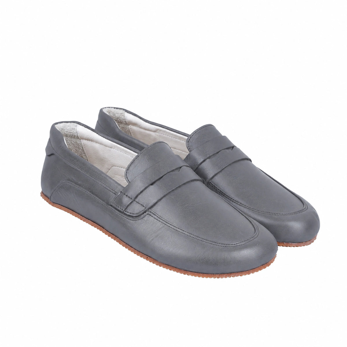 Smooth Barefoot Penny Loafer Shoes – Rubber Sole – Gray