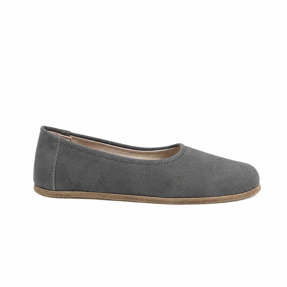 Suede Barefoot Ballet Shoes – Classic Sole — Leather Sole – Gray