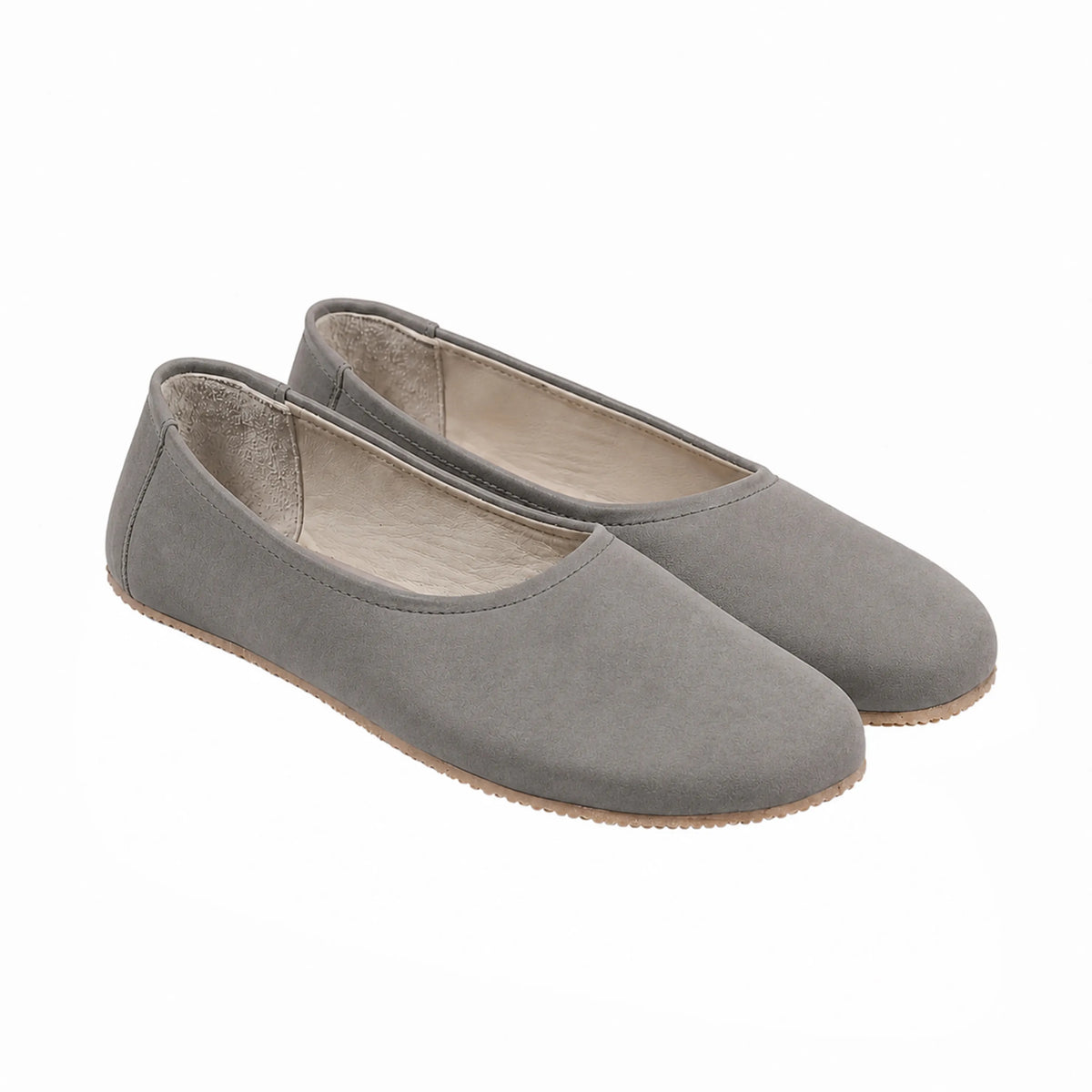 Nubuck Barefoot Ballet Shoes – Rubber Sole – Gray