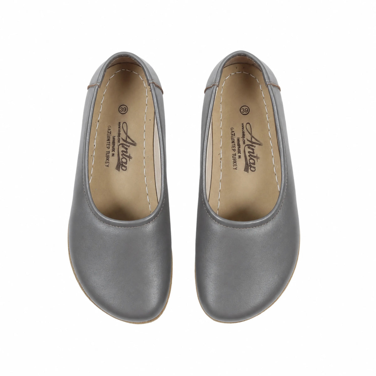 Smooth Barefoot Ballet Shoes – Classic Sole — Leather Sole – Gray