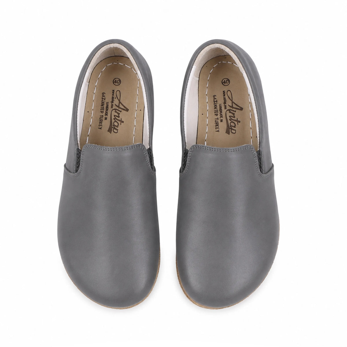 Smooth Barefoot Slip-On Shoes – Classic Sole — Leather Sole – Gray