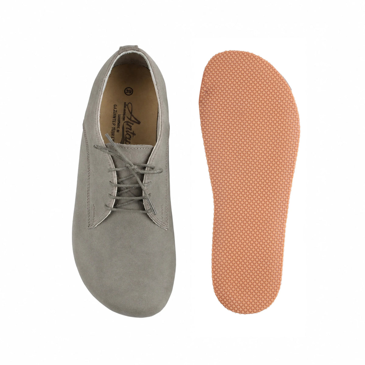Nubuck Barefoot Oxford Shoes – Rubber Sole – Gray