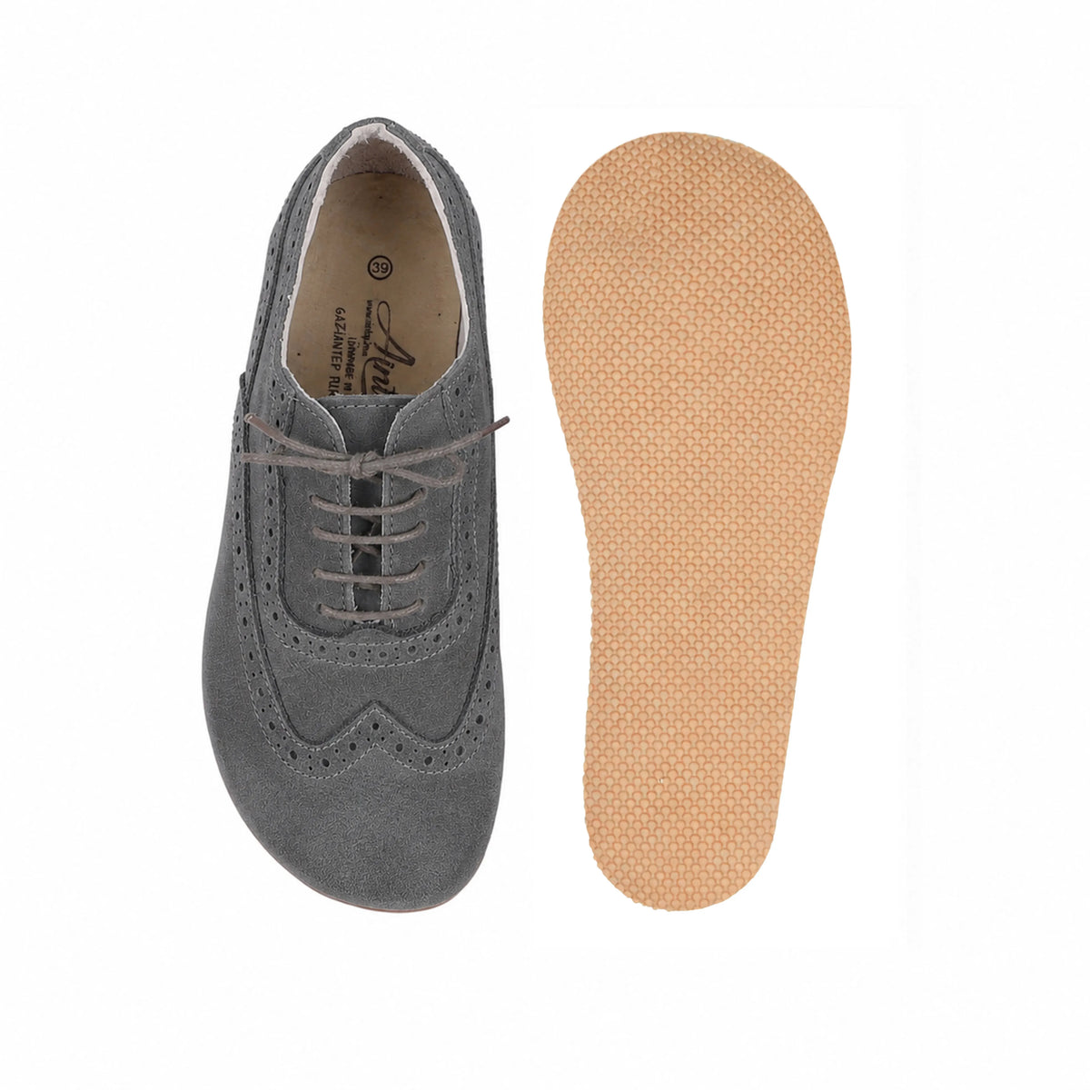 Suede Barefoot Moccasin Shoes – Rubber Sole – Gray