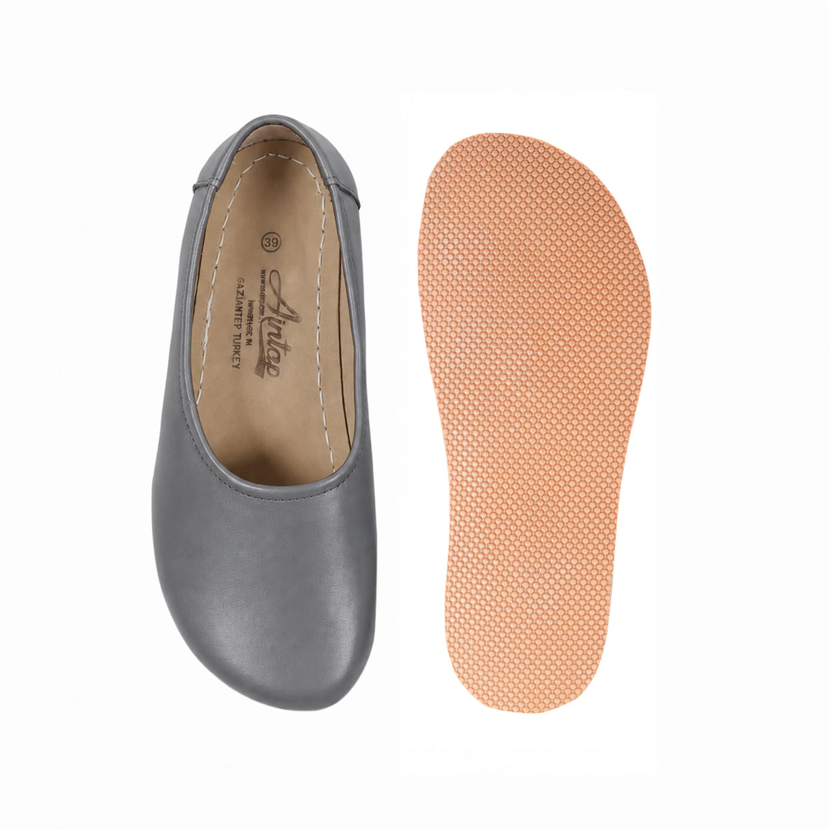 Smooth Barefoot Ballet Shoes – Rubber Sole – Gray