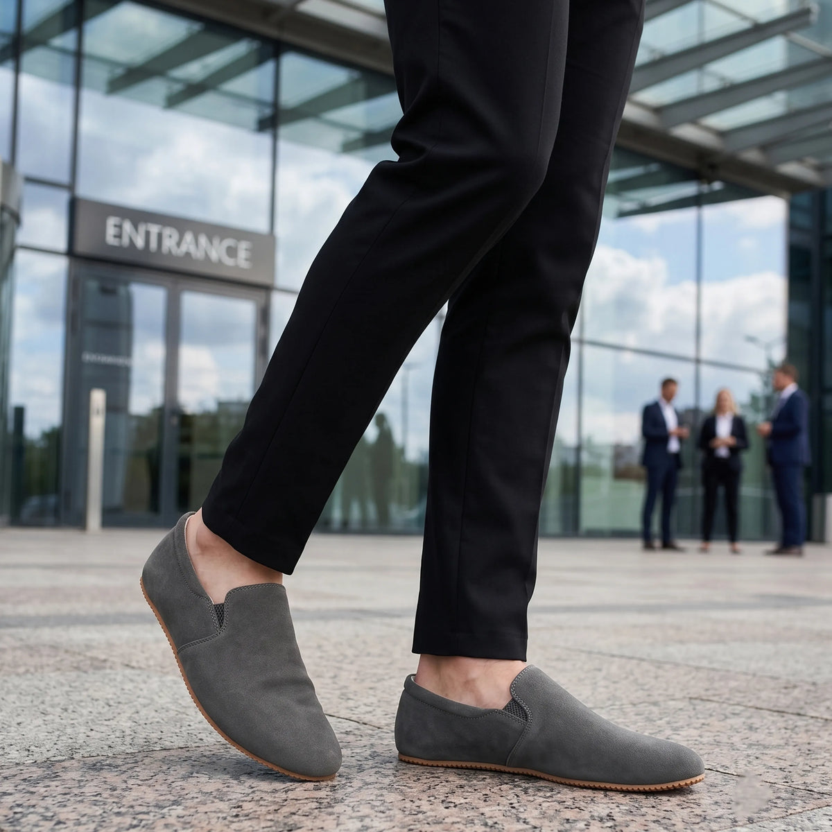 Suede Barefoot Slip-On Shoes – Rubber Sole – Gray