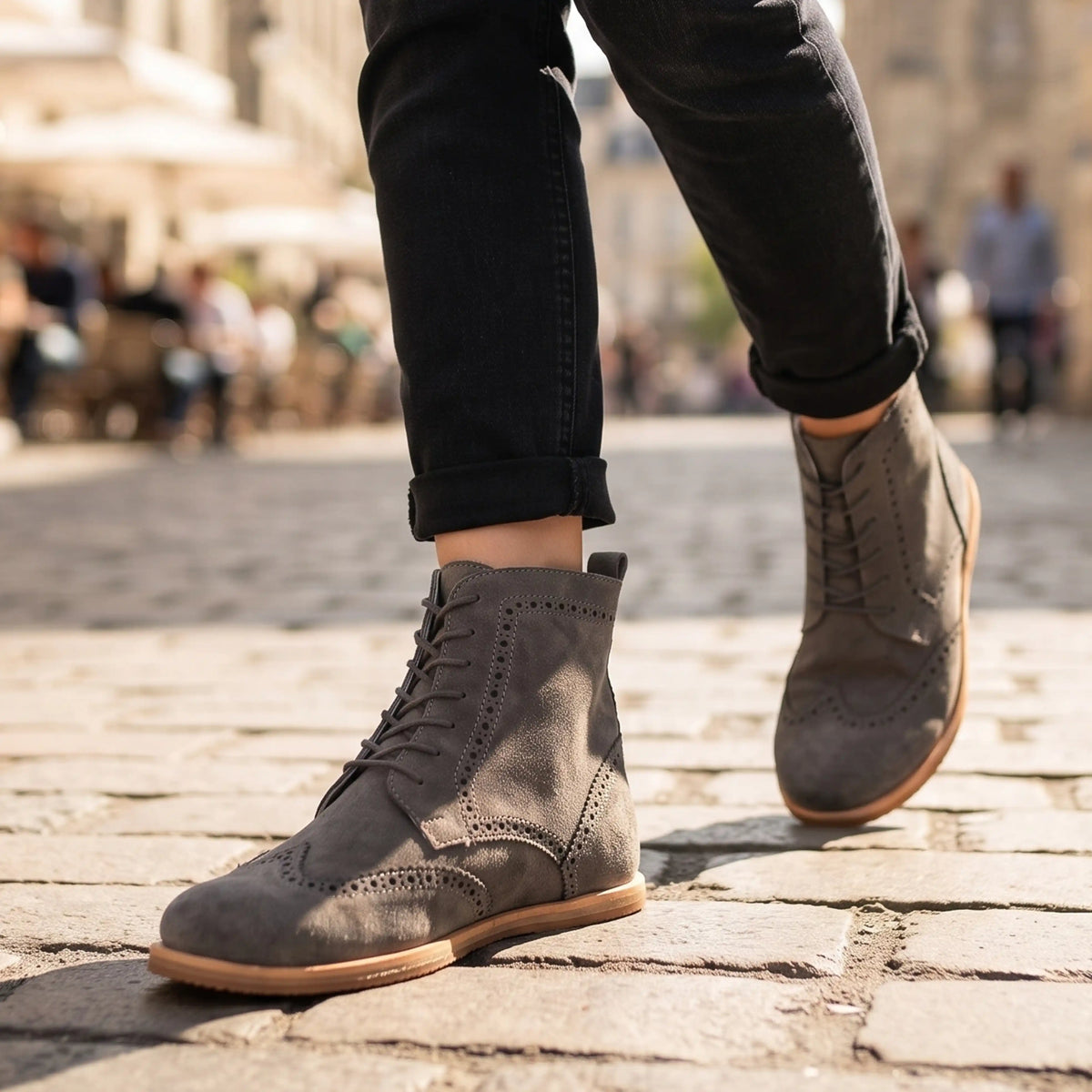 Suede Barefoot Moccasin Boots Shoes – Eva Outsole – Gray
