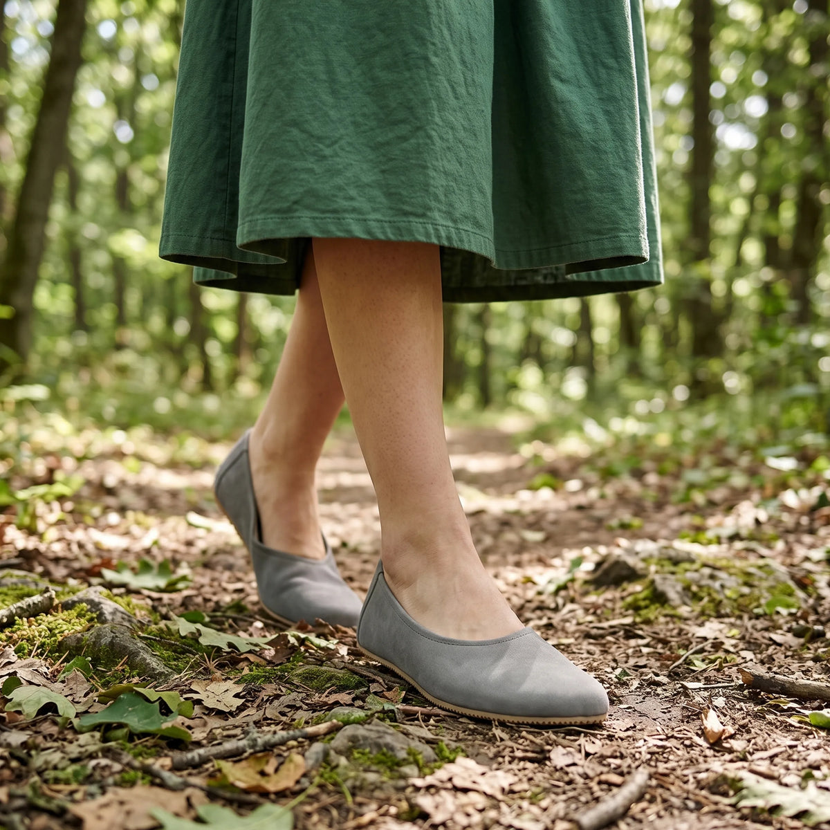 Nubuck Barefoot Ballet Shoes – Rubber Sole – Gray