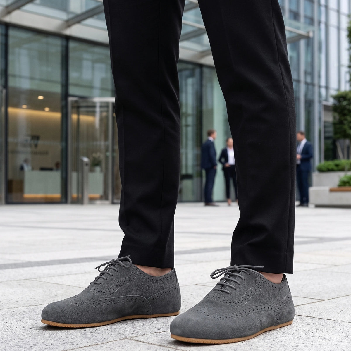 Suede Barefoot Moccasin Shoes – Rubber Sole – Gray