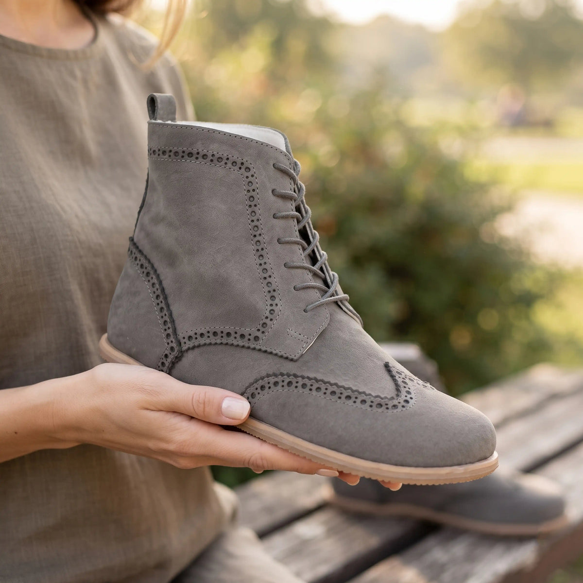 Nubuck Barefoot Moccasin Boots Shoes – Eva Outsole – Gray