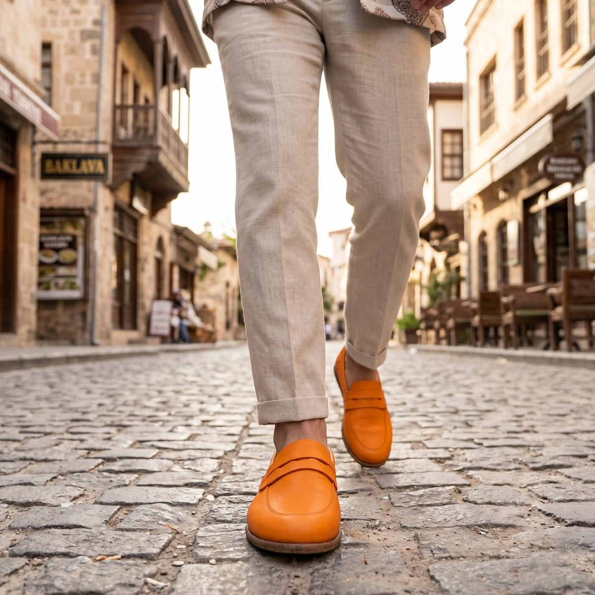 Smooth Barefoot Penny Loafer Shoes – Classic Sole — Leather Sole – Mustard