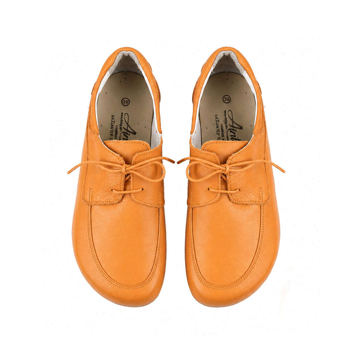 Smooth Barefoot Laces Penny Loafer Shoes – Rubber Sole – Mustard
