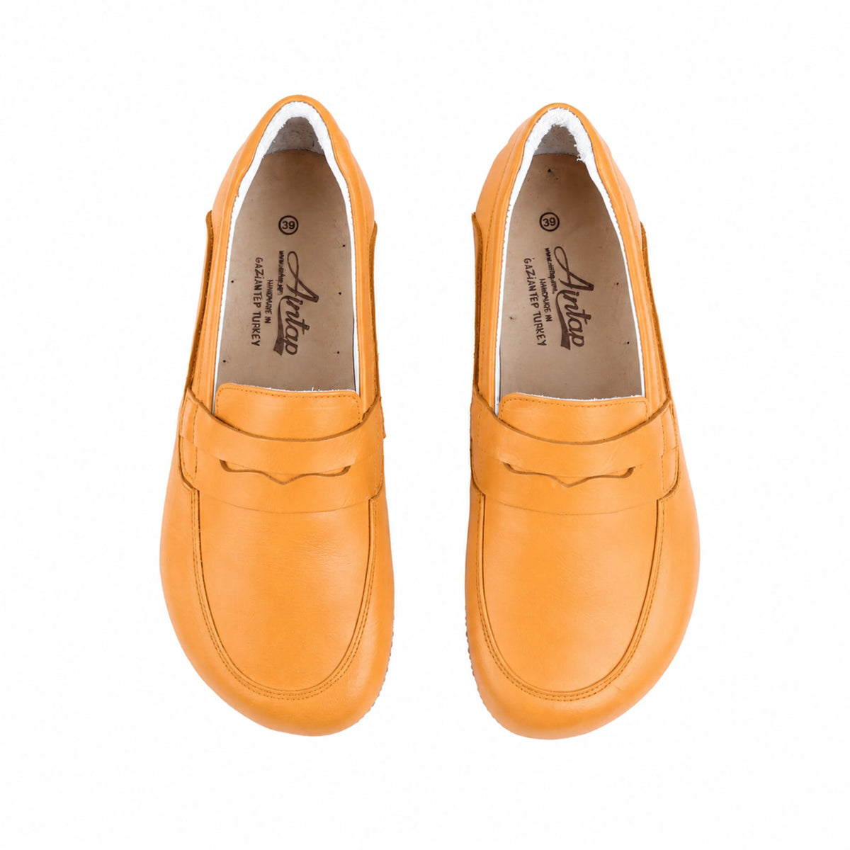 Smooth Barefoot Penny Loafer Shoes – Rubber Sole – Mustard