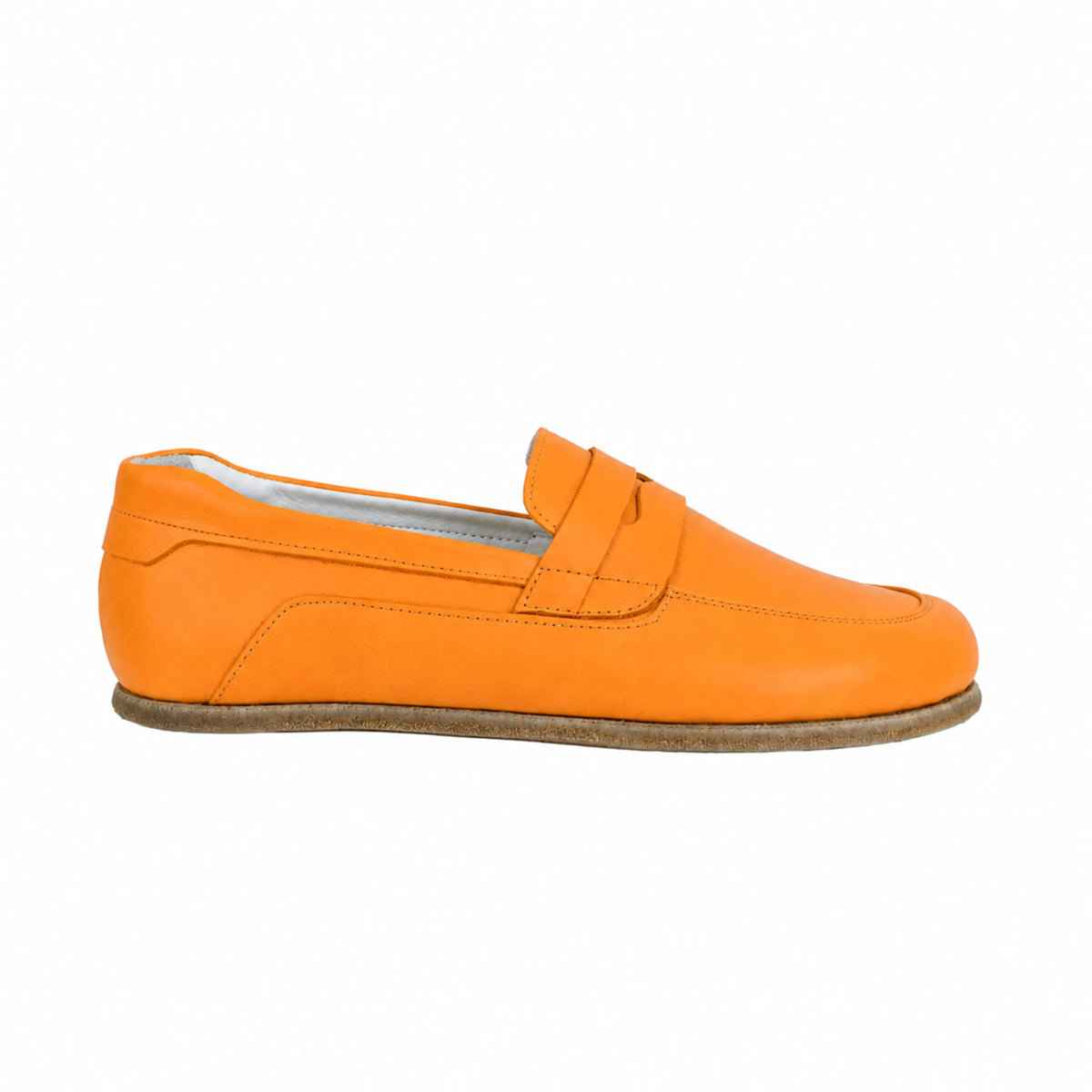 Smooth Barefoot Penny Loafer Shoes – Classic Sole — Leather Sole – Mustard