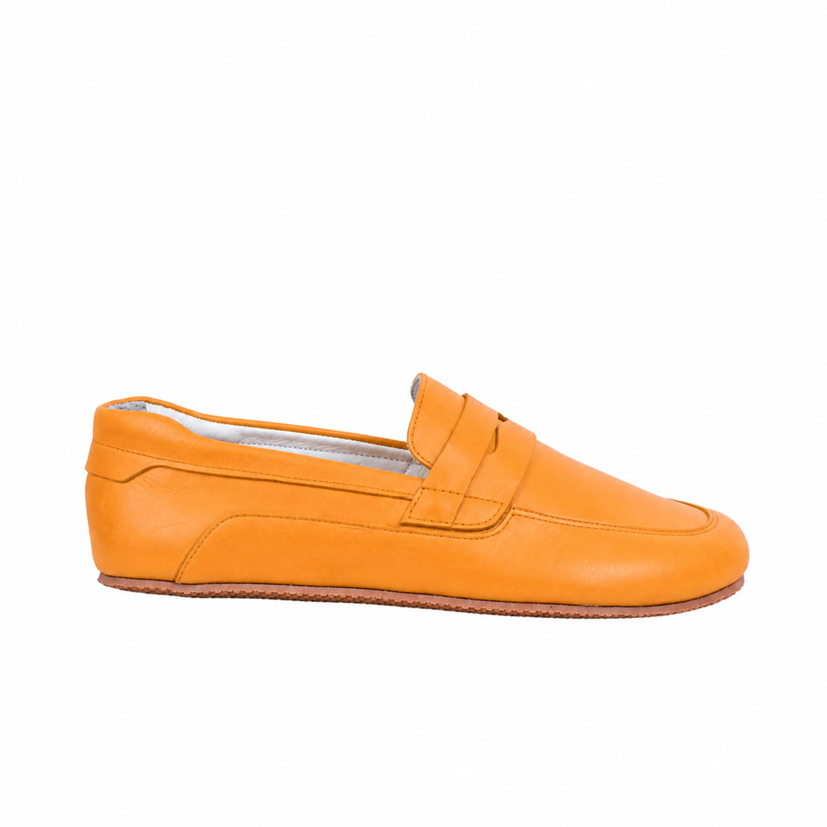 Smooth Barefoot Penny Loafer Shoes – Rubber Sole – Mustard