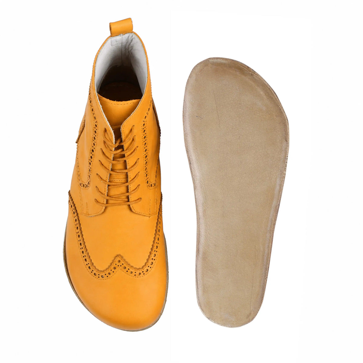 Smooth Barefoot Moccasin Boots Shoes – Classic Sole — Leather Sole – Mustard