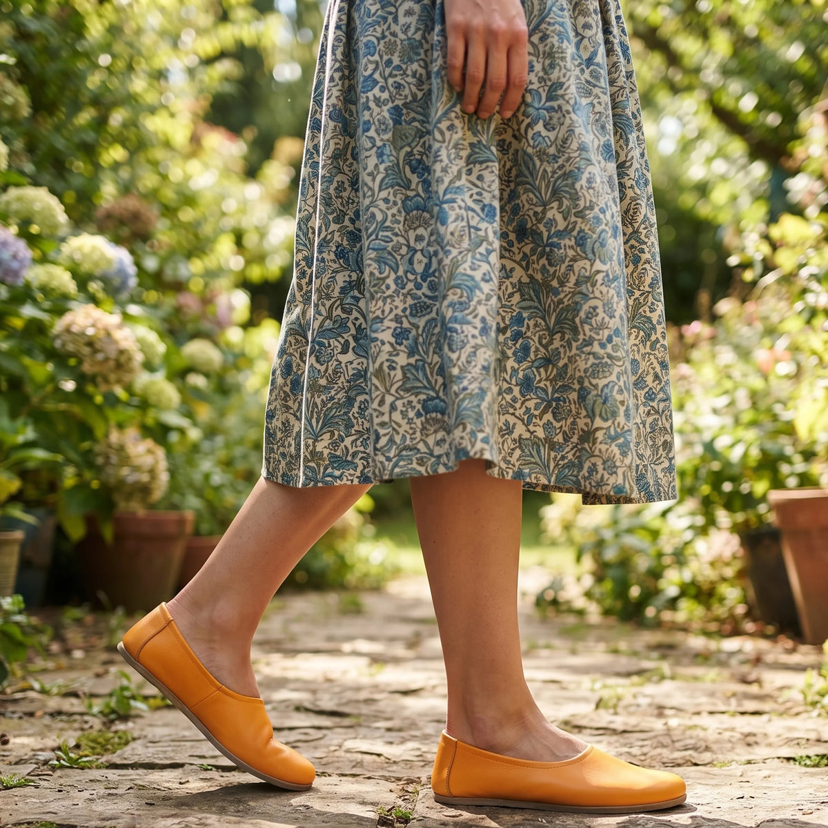 Smooth Barefoot Ballet Shoes – Classic Sole — Leather Sole – Mustard