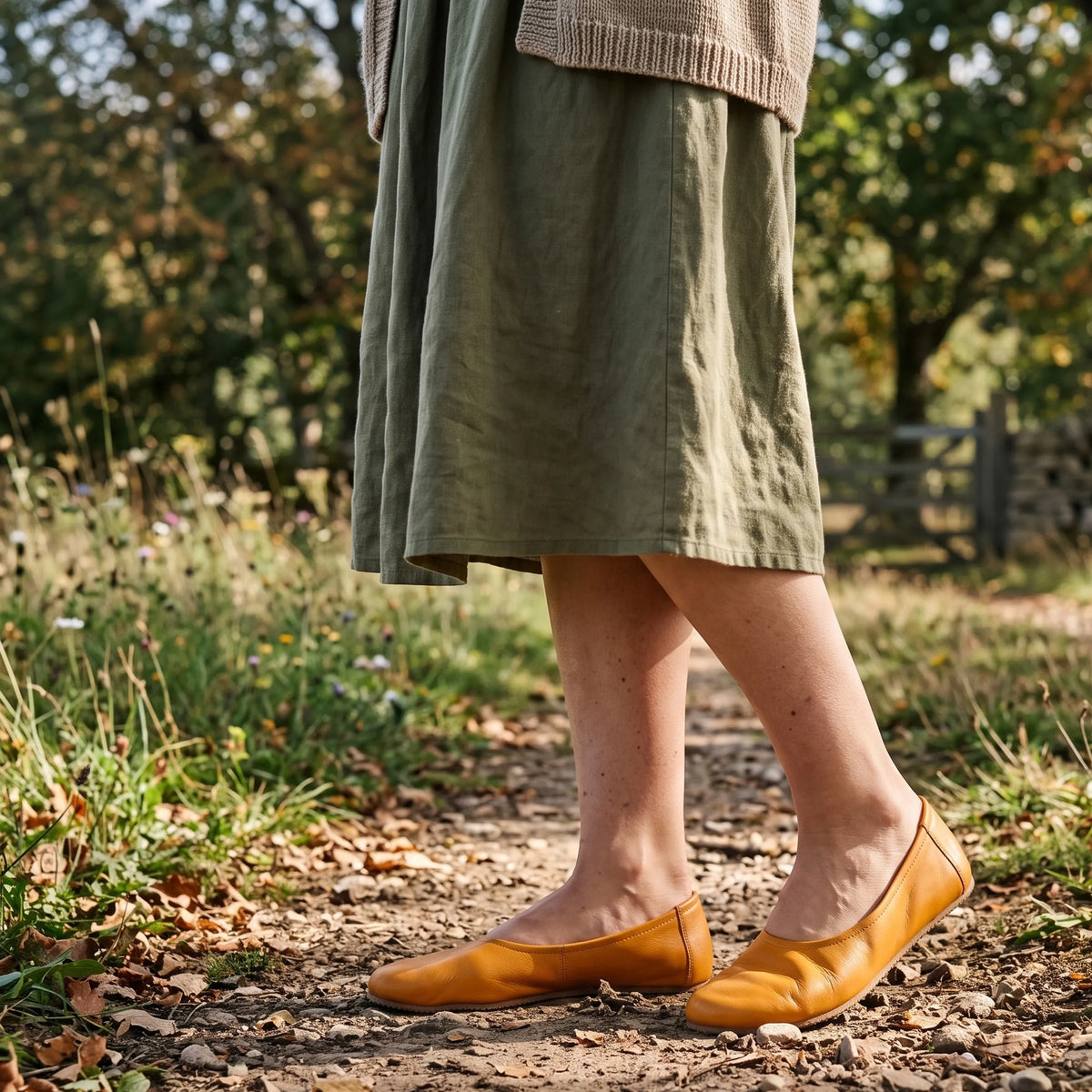 Smooth Barefoot Ballet Shoes – Rubber Sole – Mustard