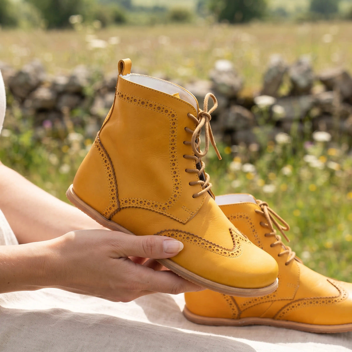 Smooth Barefoot Moccasin Boots Shoes – Eva Outsole – Mustard