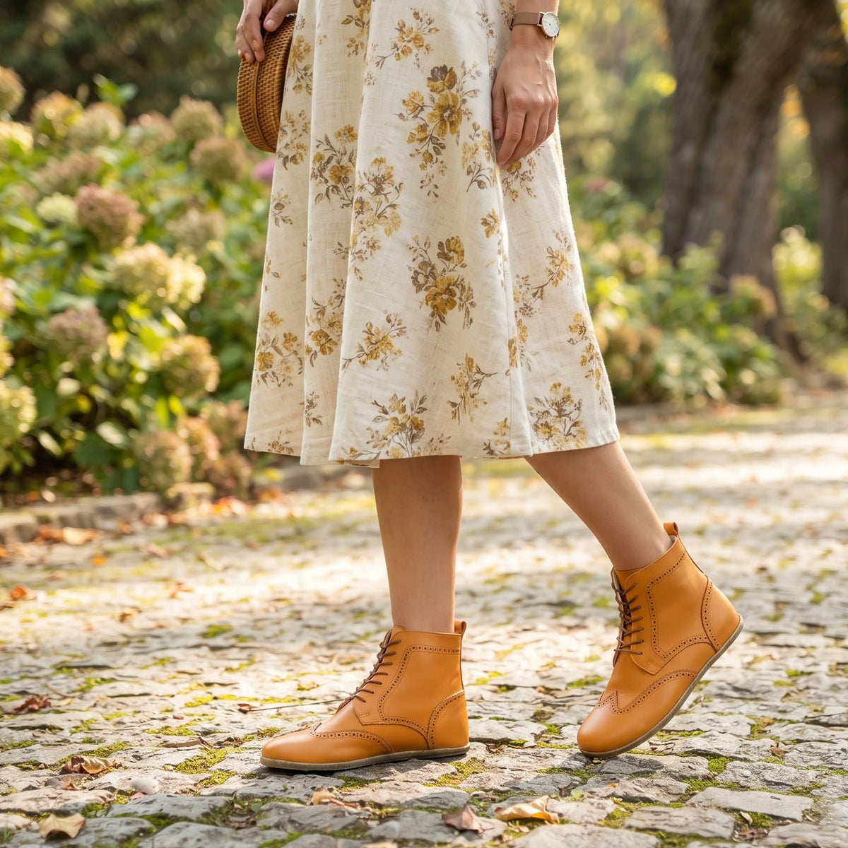 Smooth Barefoot Moccasin Boots Shoes – Classic Sole — Leather Sole – Mustard