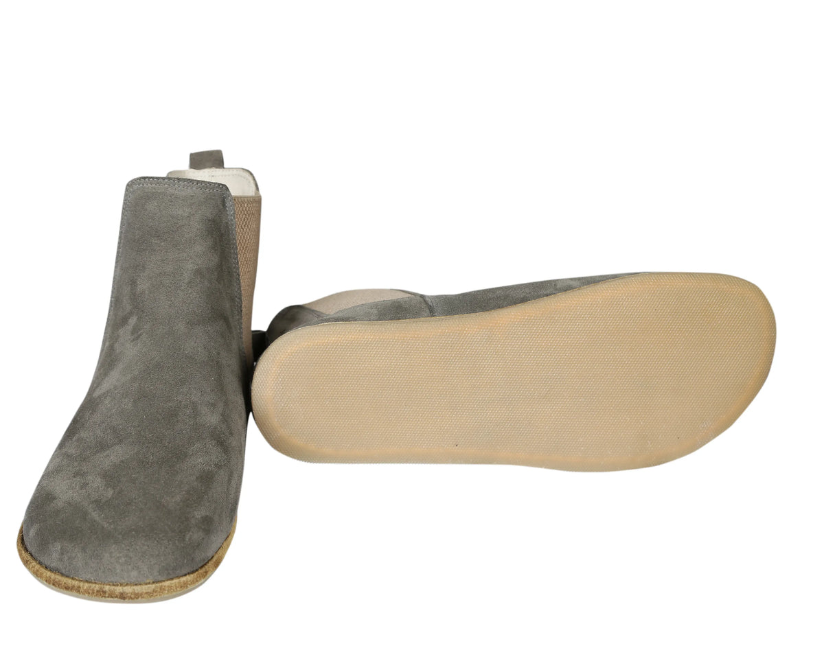 Suede Barefoot Cheslea Boots Shoes – Classic Sole — Leather Sole – Gray