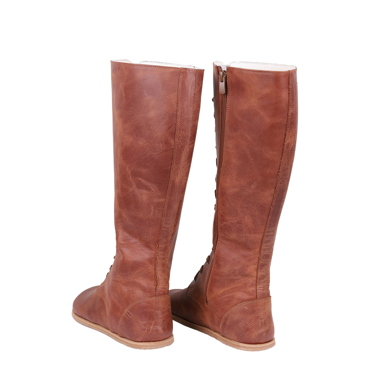 Crazy Barefoot Lace Knee Boots Shoes – Eva Outsole – Brown
