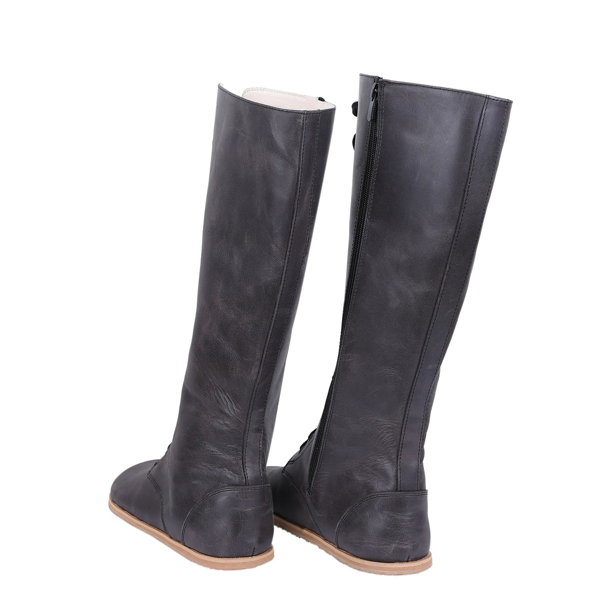 Crazy Barefoot Lace Knee Boots Shoes – Eva Outsole – Black