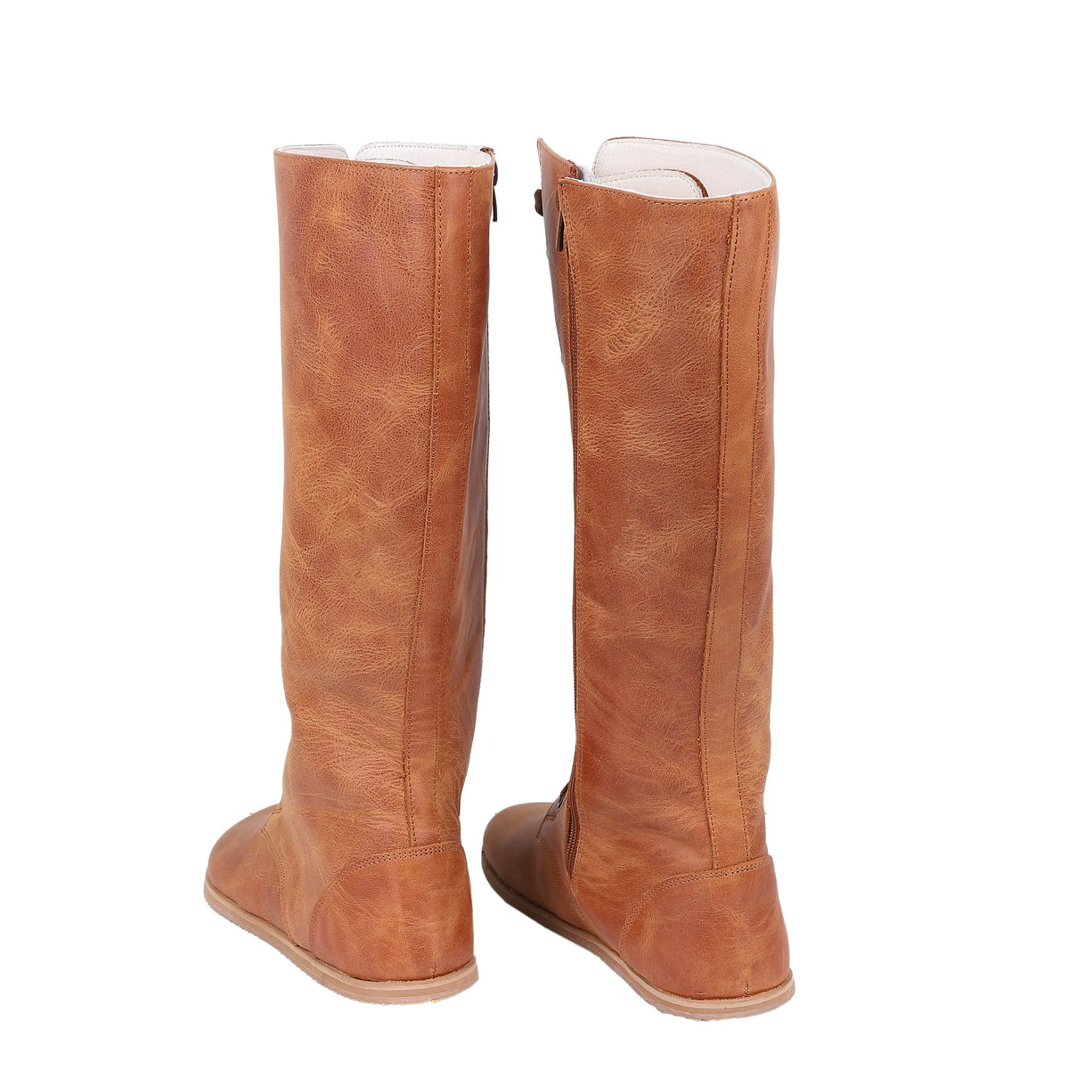 Crazy Barefoot Lace Knee Boots Shoes – Eva Outsole – Honey Camel
