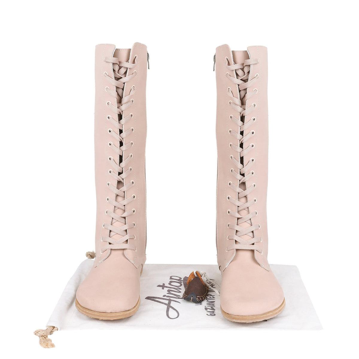 Crazy Barefoot Lace Knee Boots Shoes – Eva Outsole – Undyed Crust